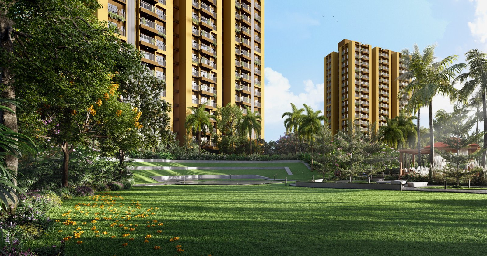 Srijan Orizon landscaped lawn