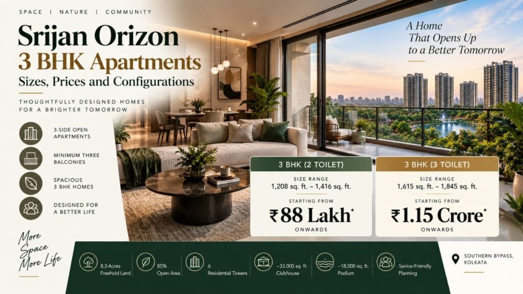 Srijan Orizon 3 BHK Apartments Sizes, Prices and Configurations